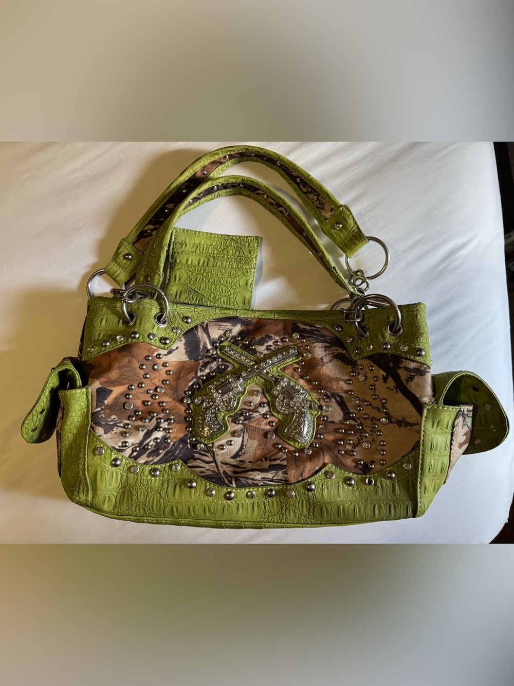 Green Camo Studded Conceal Carry Purse